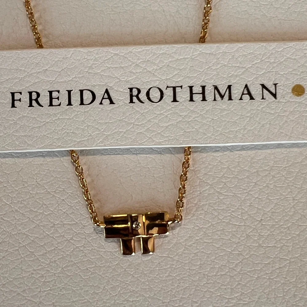 Freida Rothman Gold Geometric Necklace - Picture 1 of 6